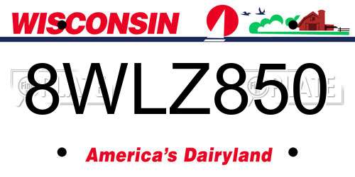8WLZ850 Wisconsin License Plate