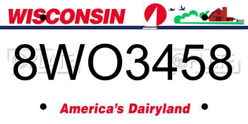 8WO3458 Wisconsin License Plate