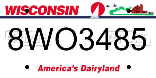 8WO3485 Wisconsin License Plate