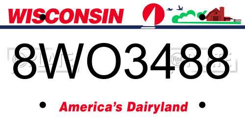 8WO3488 Wisconsin License Plate