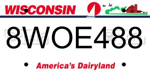 8WOE488 Wisconsin License Plate