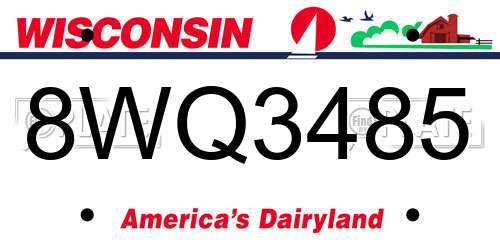 8WQ3485 Wisconsin License Plate