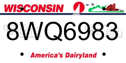 8WQ6983 Wisconsin License Plate