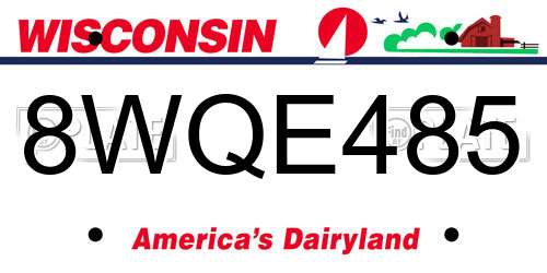 8WQE485 Wisconsin License Plate