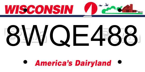 8WQE488 Wisconsin License Plate
