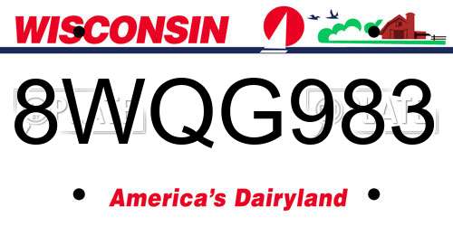8WQG983 Wisconsin License Plate