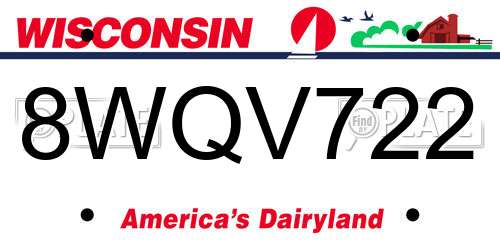 8WQV722 Wisconsin License Plate