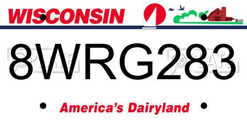 8WRG283 Wisconsin License Plate
