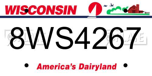 8WS4267 Wisconsin License Plate