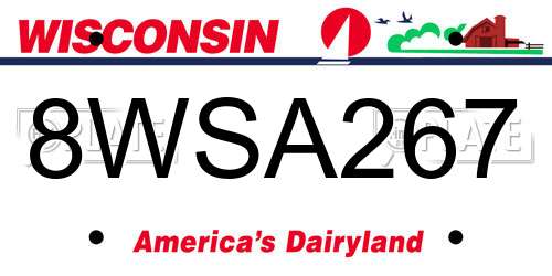 8WSA267 Wisconsin License Plate
