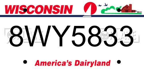 8WY5833 Wisconsin License Plate