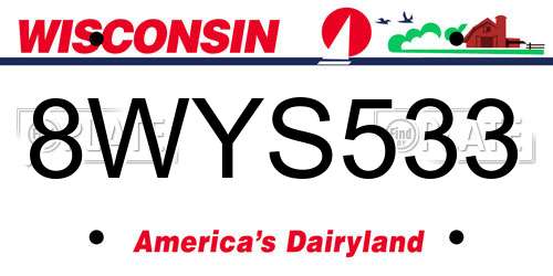 8WYS533 Wisconsin License Plate