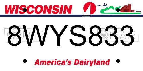 8WYS833 Wisconsin License Plate