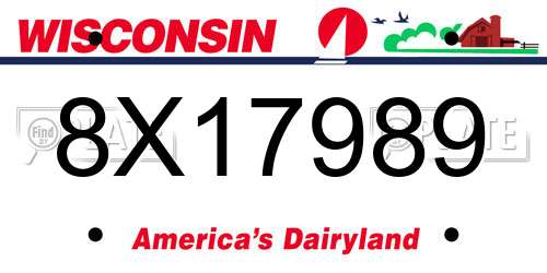 8X17989 Wisconsin License Plate