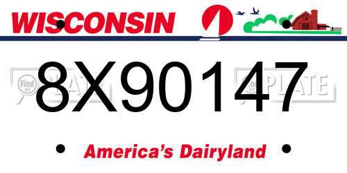 8X90147 Wisconsin License Plate