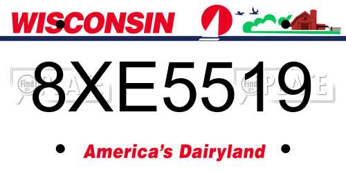8XE5519 Wisconsin License Plate