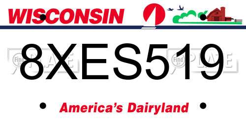 8XES519 Wisconsin License Plate
