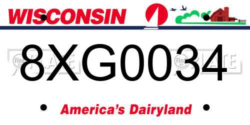 8XG0034 Wisconsin License Plate