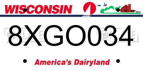 8XGO034 Wisconsin License Plate