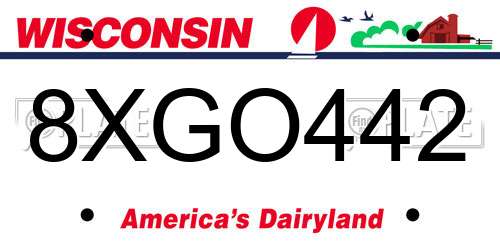 8XGO442 Wisconsin License Plate