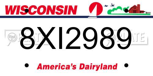 8XI2989 Wisconsin License Plate