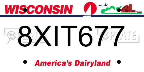8XIT677 Wisconsin License Plate