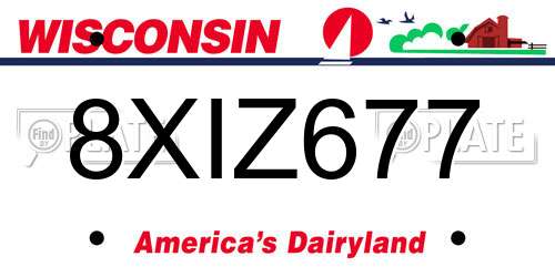 8XIZ677 Wisconsin License Plate