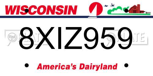 8XIZ959 Wisconsin License Plate