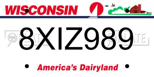 8XIZ989 Wisconsin License Plate