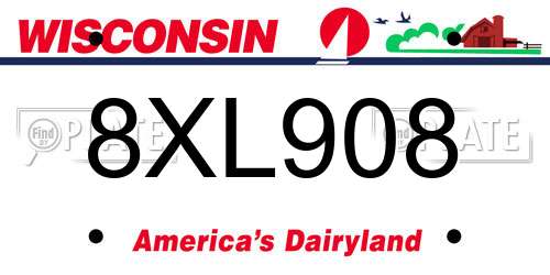 8XL908 Wisconsin License Plate