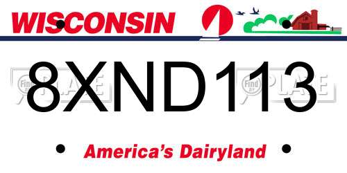 8XND113 Wisconsin License Plate