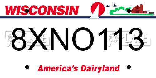 8XNO113 Wisconsin License Plate