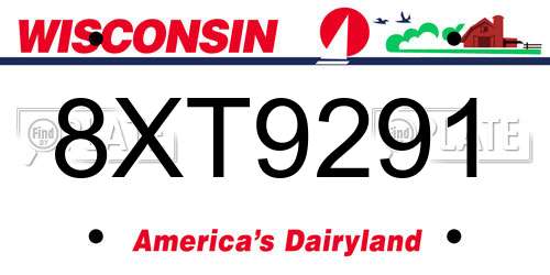 8XT9291 Wisconsin License Plate