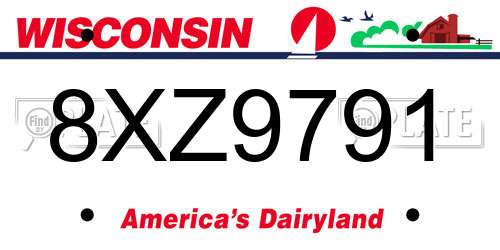 8XZ9791 Wisconsin License Plate