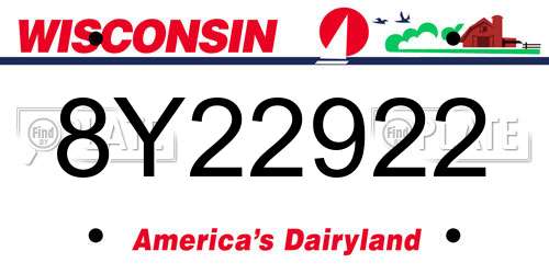 8Y22922 Wisconsin License Plate