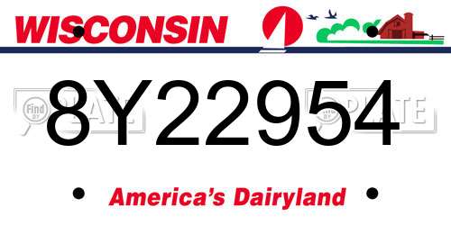 8Y22954 Wisconsin License Plate