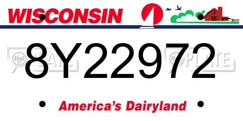 8Y22972 Wisconsin License Plate