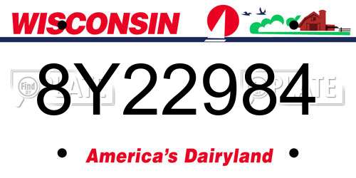 8Y22984 Wisconsin License Plate