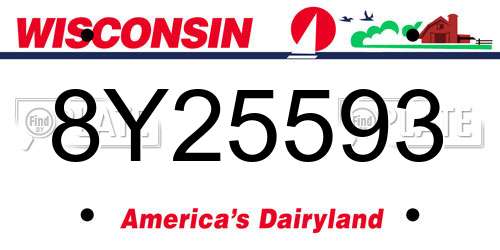 8Y25593 Wisconsin License Plate