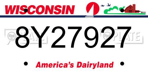 8Y27927 Wisconsin License Plate