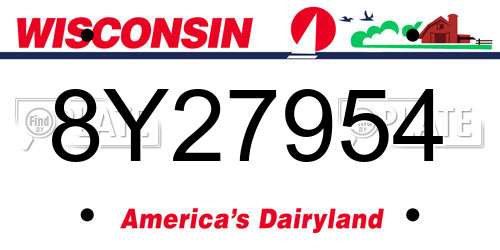 8Y27954 Wisconsin License Plate