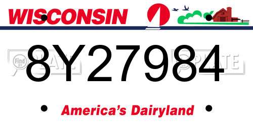 8Y27984 Wisconsin License Plate