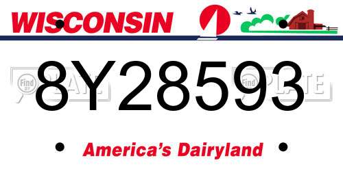 8Y28593 Wisconsin License Plate
