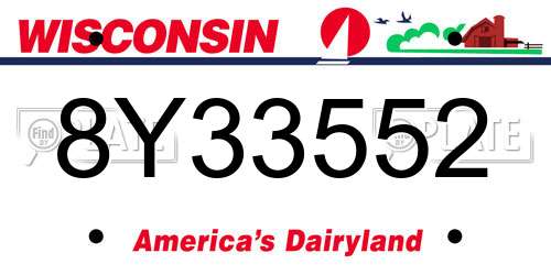 8Y33552 Wisconsin License Plate