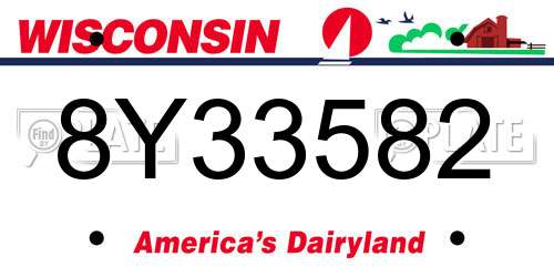 8Y33582 Wisconsin License Plate