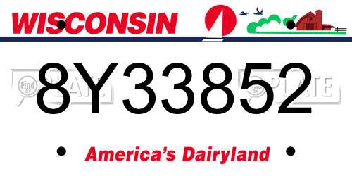 8Y33852 Wisconsin License Plate