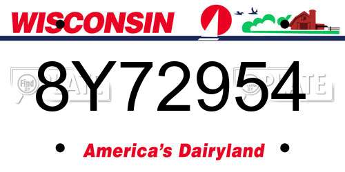 8Y72954 Wisconsin License Plate