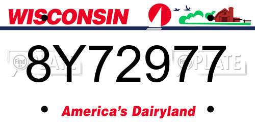 8Y72977 Wisconsin License Plate