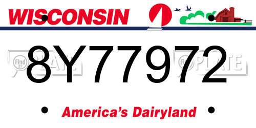 8Y77972 Wisconsin License Plate