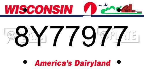 8Y77977 Wisconsin License Plate